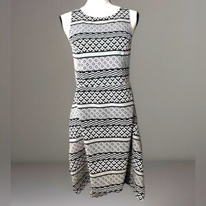Apt 9 Fit And Flare Dress Size L Black White Geometric Print Sleeveless